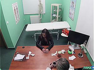 fake medical center jaw-dropping booty patient with trimmed labia